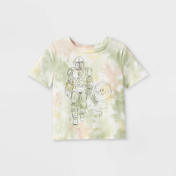 Toddler Boys' Star Wars The Mandalorian Tie-dye Short Sleeve Graphic T-shirt - Green 2t - Disney