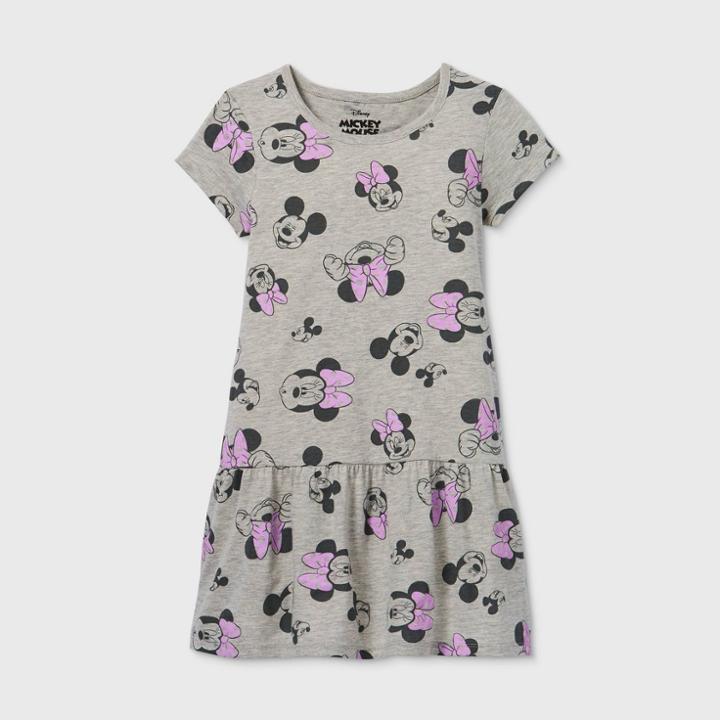 Girls' Disney Minnie Mouse A-line Dress - Gray
