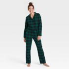 Women's Perfectly Cozy Plaid Flannel Pajama Set - Stars Above Green