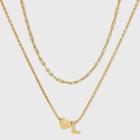 14k Gold Dipped 'l' Initial With Heart Chain Necklace - A New Day Gold