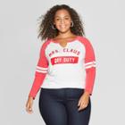 Women's Plus Size 3/4 Sleeve Ms. Claus Off Duty Raglan Graphic T-shirt - Grayson Threads (juniors') White