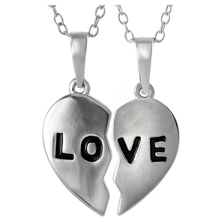 Women's Journee Collection 2 Piece Love Pendant Necklace In Sterling Silver -