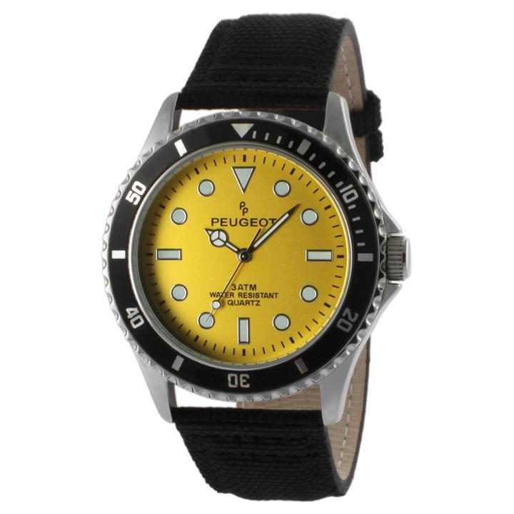 Peugeot Watches Peugeot Men's Sports Bezel Canvas Strap Watch -yellow, Yellow