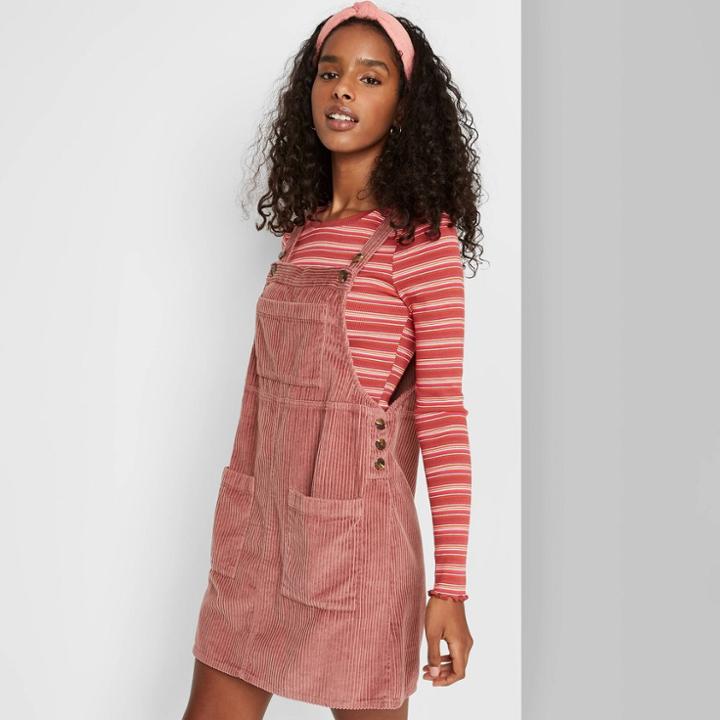 Women's Sleeveless Cord Pinafore - Wild Fable Purple