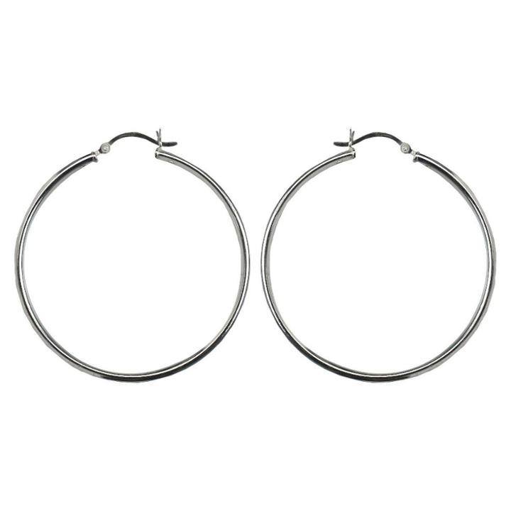 Distributed By Target Sterling Silver Xl Thin Hoop Earrings - Silver, Women's