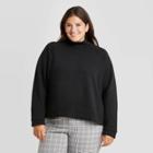 Women's Plus Size Fleece Pullover Sweatshirt - A New Day Black