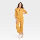 Women's Long Sleeve Button-front Boilersuit - Universal Thread Yellow