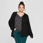 Women's Plus Size Long Sleeve Relaxed Open Layering - Universal Thread Black