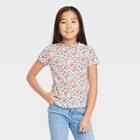 Girls' Short Sleeve Rib T-shirt - Cat & Jack Cream Floral Xs, Ivory Floral