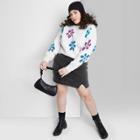 Women's Plus Size Notch Front Seamed Denim Mini Skirt - Wild Fable Black Wash