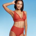Women's Lattice Trim Triangle Bikini Top - Kona Sol Light Orange