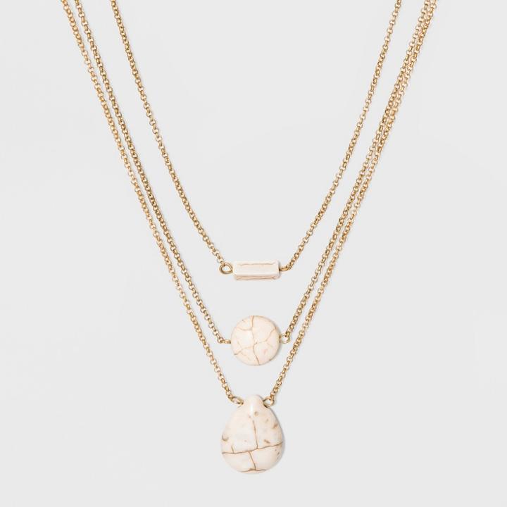 3 Row Layered Necklace - Universal Thread Gold/white