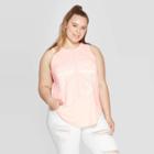 Mad Engine Women's Plus Size Sleeveless Peace Sign Graphic Tank Top - Doe (juniors') - Blush