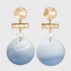 Hammered Metal And Shell Disc Drop Earrings - A New Day Blue