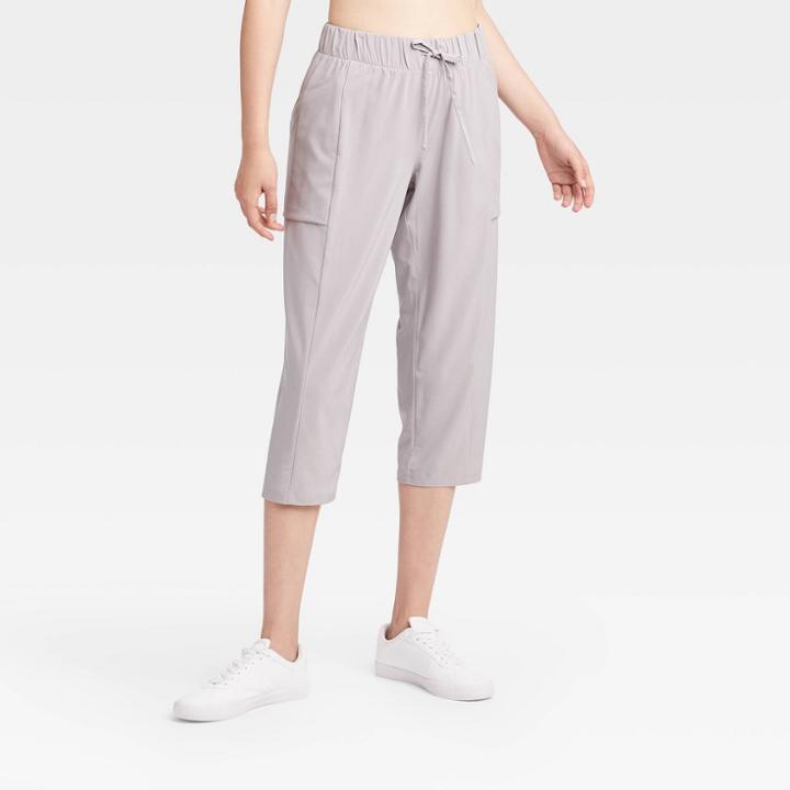 Women's Mid-rise Stretch Woven Tapered Leg Capri Leggings 21 - All In Motion Gray