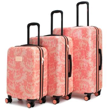 Badgley Mischka Pink Lace Expandable Hardside Checked 3pc Luggage