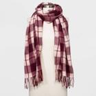 Women's Plaid Scarf - A New Day Burgundy, Red