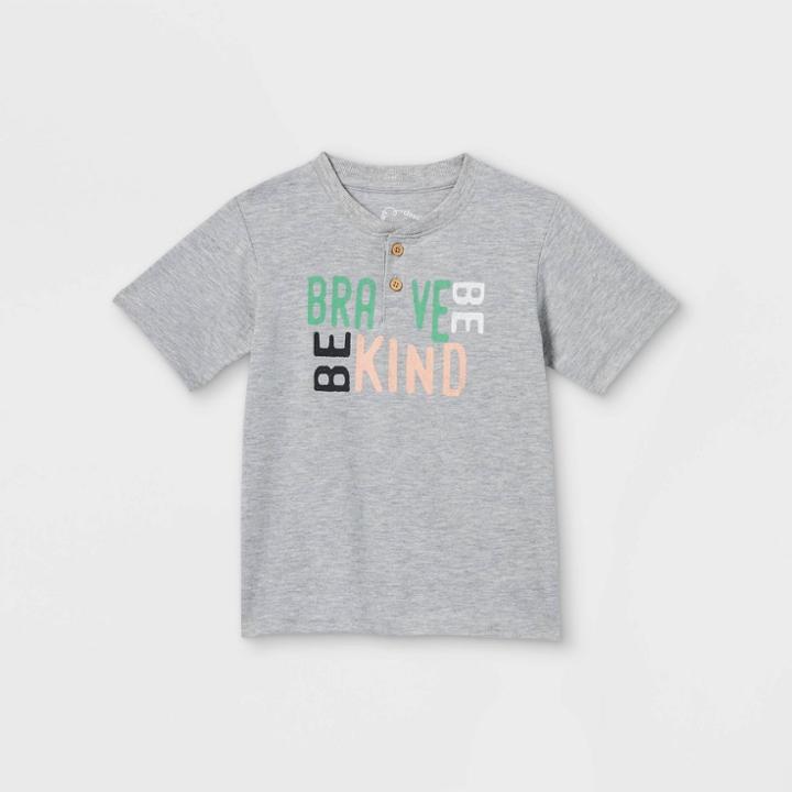 Toddler Boys' 'be Brave' Short Sleeve T-shirt - Art Class Gray