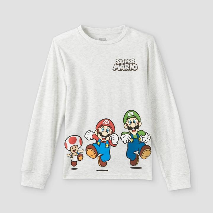 Boys' Nintendo Super Mario Long Sleeve Graphic T-shirt - Beige
