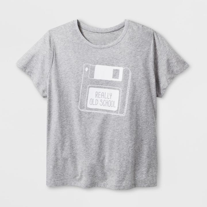 Shinsung Tongsang Women's Plus Size Short Sleeve 'old School' Graphic T-shirt - Gray