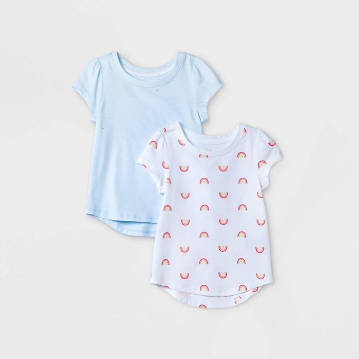Toddler Girls' 2pk Rainbow Short Sleeve T-shirt - Cat & Jack White/blue