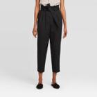 Women's Mid-rise Cropped Paperbag Pants - Prologue Black