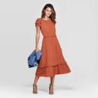 Women's Sleeveless Crewneck Ruffle Maxi Dress - Universal Thread Brown