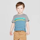 Toddler Boys' Striped Short Sleeve T-shirt - Cat & Jack Gray/blue