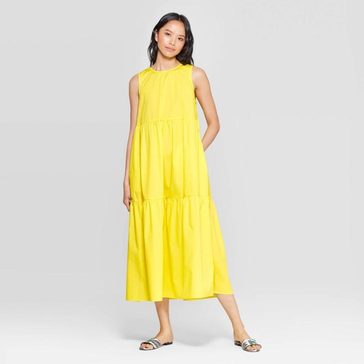 Women's Sleeveless Crewneck Tiered Maxi Dress - Who What Wear Yellow
