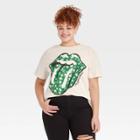 Women's St. Patrick's Day The Rolling Stones Plus Size Shamrock Logo Short Sleeve Graphic T-shirt - White