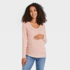 Long Sleeve Scoop Neck Side Shirred Maternity T-shirt - Isabel Maternity By Ingrid & Isabel Light Off-white