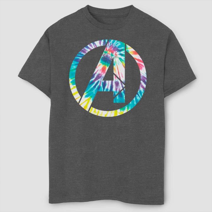 Boys' Marvel Avengers Tie-dye Short Sleeve T-shirt - Charcoal Heather