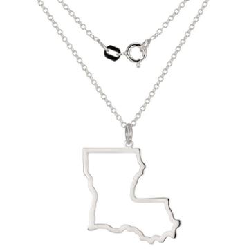 Prime Art & Jewel Plated Sterling Silver Cutout Louisiana State Pendant Necklace, 18, Girl's, Louisiana
