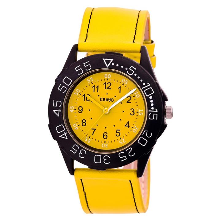 Women's Crayo Fun Leather Strap Watch-yellow, Yellow