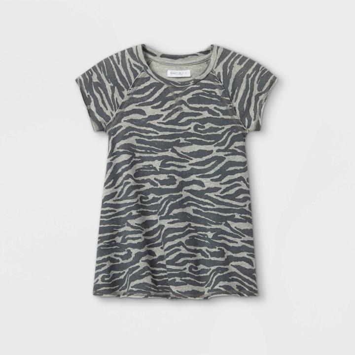 Grayson Mini Toddler Girls' 'zebra' Short Sleeve Dress - Gray