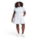 Plus Size Dot Tulip Sleeve Embroidered Shirtdress - Alexis For Target White/blue