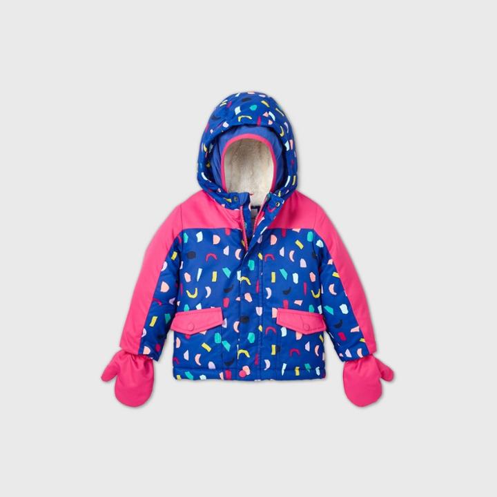 Toddler Girls' Tech Ski Bomber Jacket - Cat & Jack Blue/pink