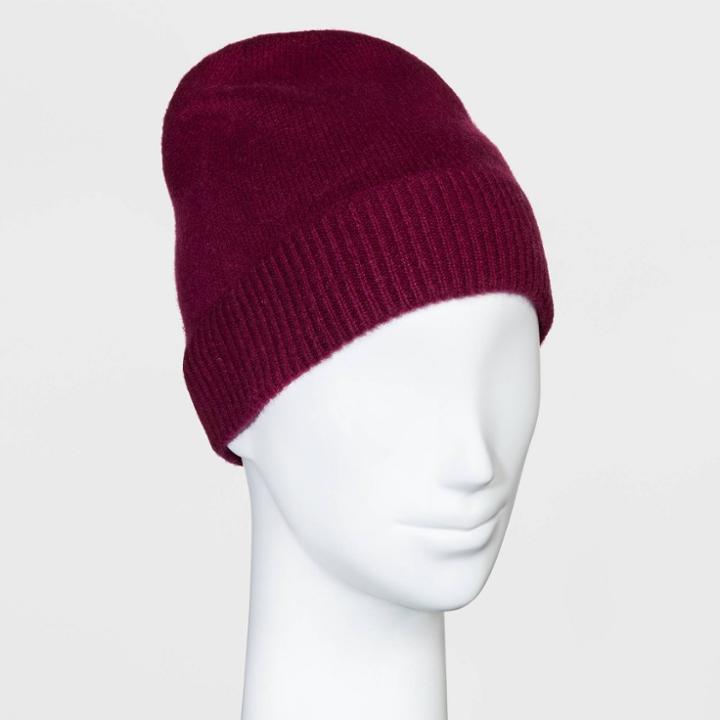 Women's Cashmere Beanie - A New Day Burgundy