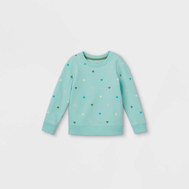 Toddler Girls' French Terry Pullover Sweatshirt - Cat & Jack Teal