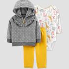 Carter's Just One You Baby Girls' Cardigan Top & Bottom Set - Gray/mustard Newborn