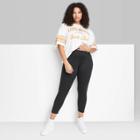 Women's Plus Size Ascot + Hart Graphic High-waisted Wide Leggings - Black
