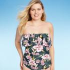 Women's Bandeau Flounce High Coverage One Piece Swimsuit - Kona Sol Floral