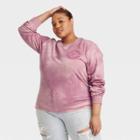 Women's Stranger Things Plus Size Hawkins Graphic Sweatshirt - Purple Tie-dye