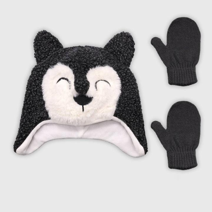 Toddler Boys' Hat And Glove Set - Cat & Jack Grey 2t-5t, Boy's, Gray