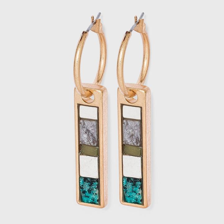 Semi-precious Lilac Lepidolite And Chrysocolla Hoop Earrings - Universal Thread