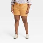 Women's Plus Size Mid-rise Jean Shorts - Ava & Viv Burnt Orange
