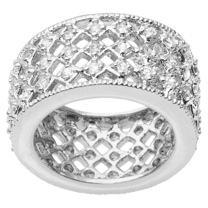 5/8 Ct. T.w. Journee Collection Round Cut Cz Basket Set Wide Elegant Band In Brass - Silver