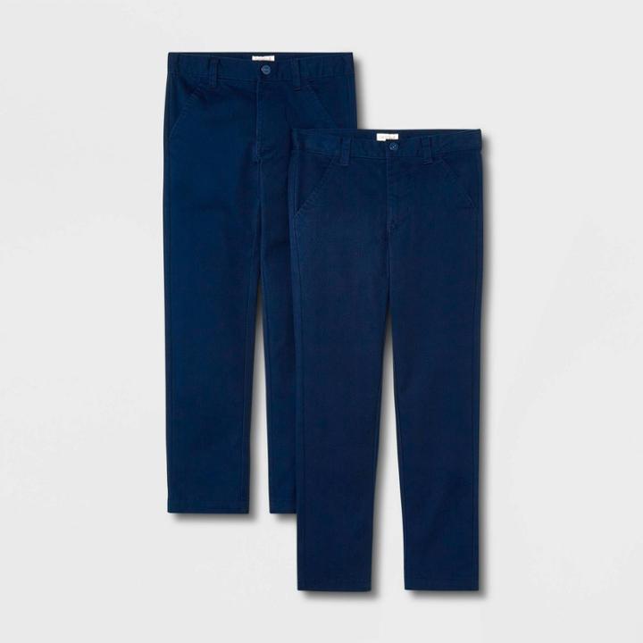 Boys' 2pk Slim Fit Skinny Uniform Pants - Cat & Jack Blue