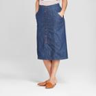 Women's Button Front Midi Skirt- Universal Thread Medium Wash