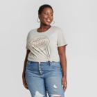 Fifth Sun Women's Plus Size Coffee Please Short Sleeve Graphic T-shirt - Taupe 1x, Brown/brown